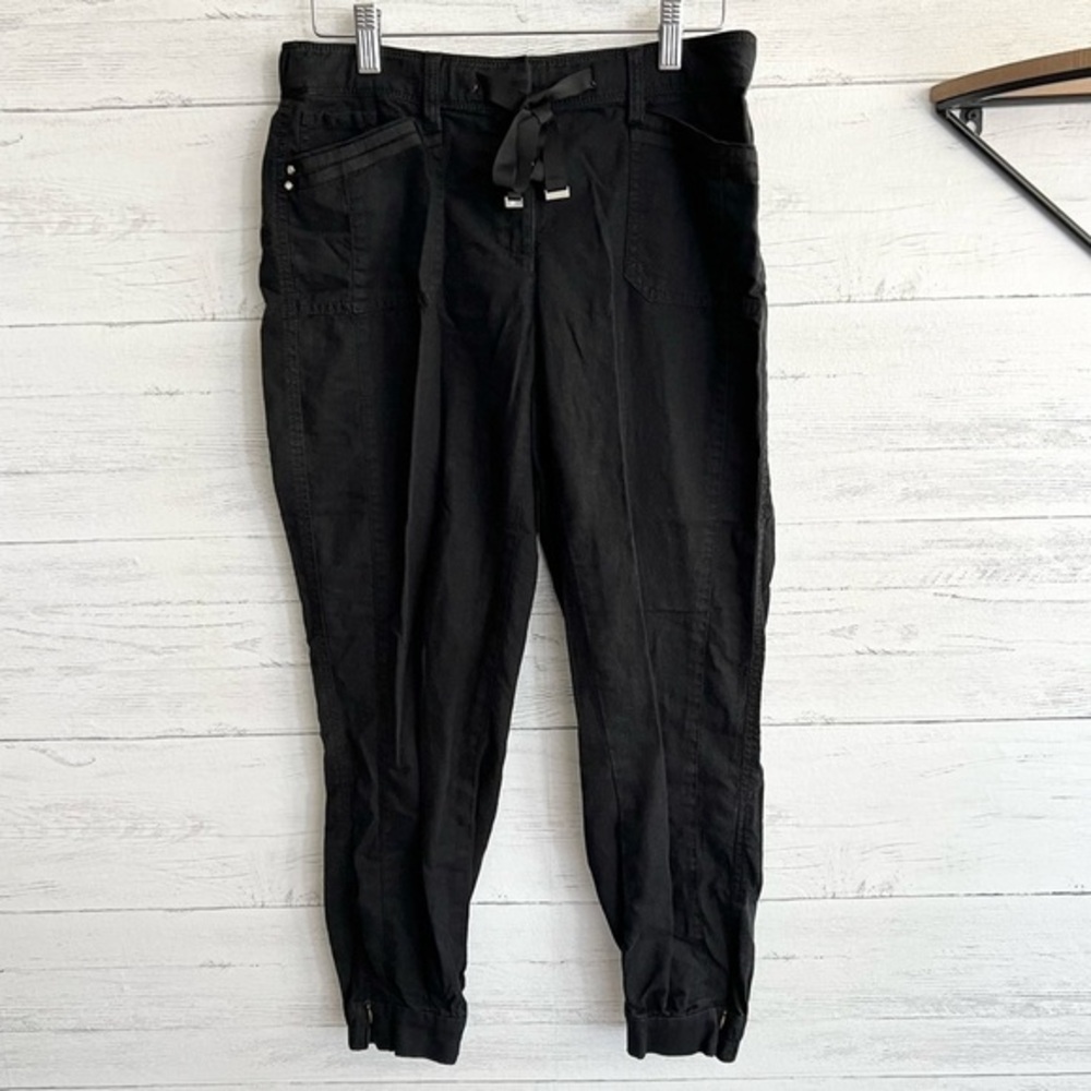 White House Black Market Black Linen Cargo Pants